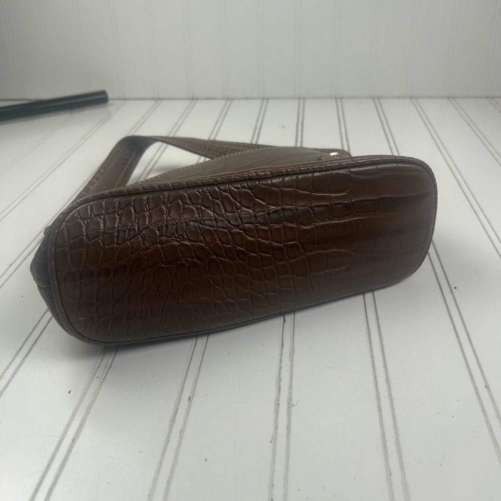 Tommy Hilfiger Vintage Y2K Brown Crocodile-Embossed Shoulder Bag - Picture 6 of 13